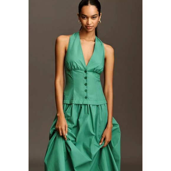 Anthropologie Maeve Green Sleeveless Midi Dress M - Picture 2 of 3